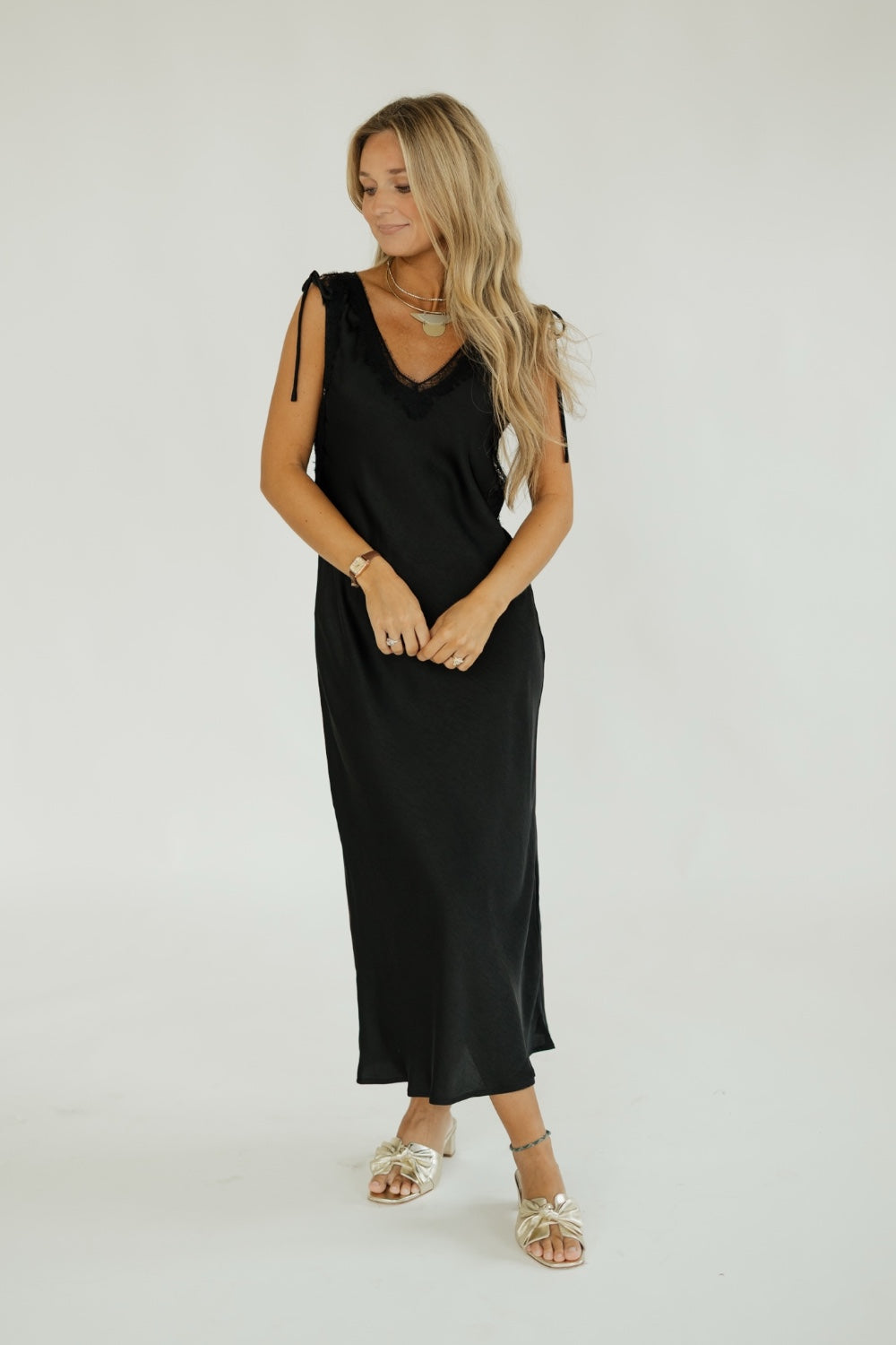Racquel Black Lace Trim Slip Dress (XS-XL)