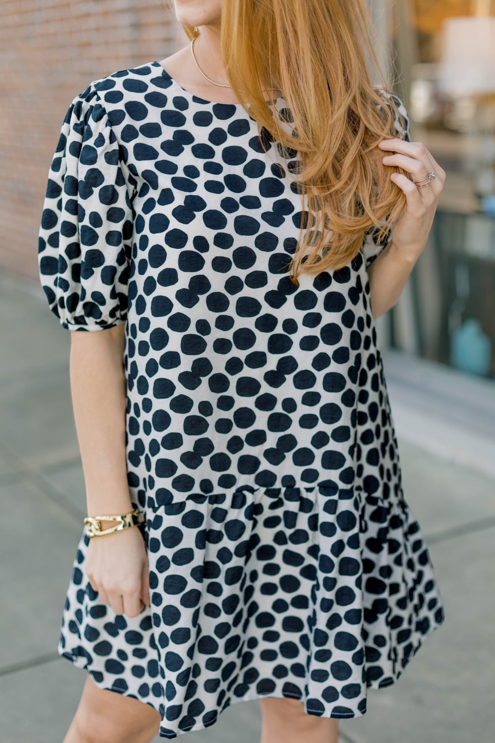 Penny Polka Dot Ruffle Bottom Dress