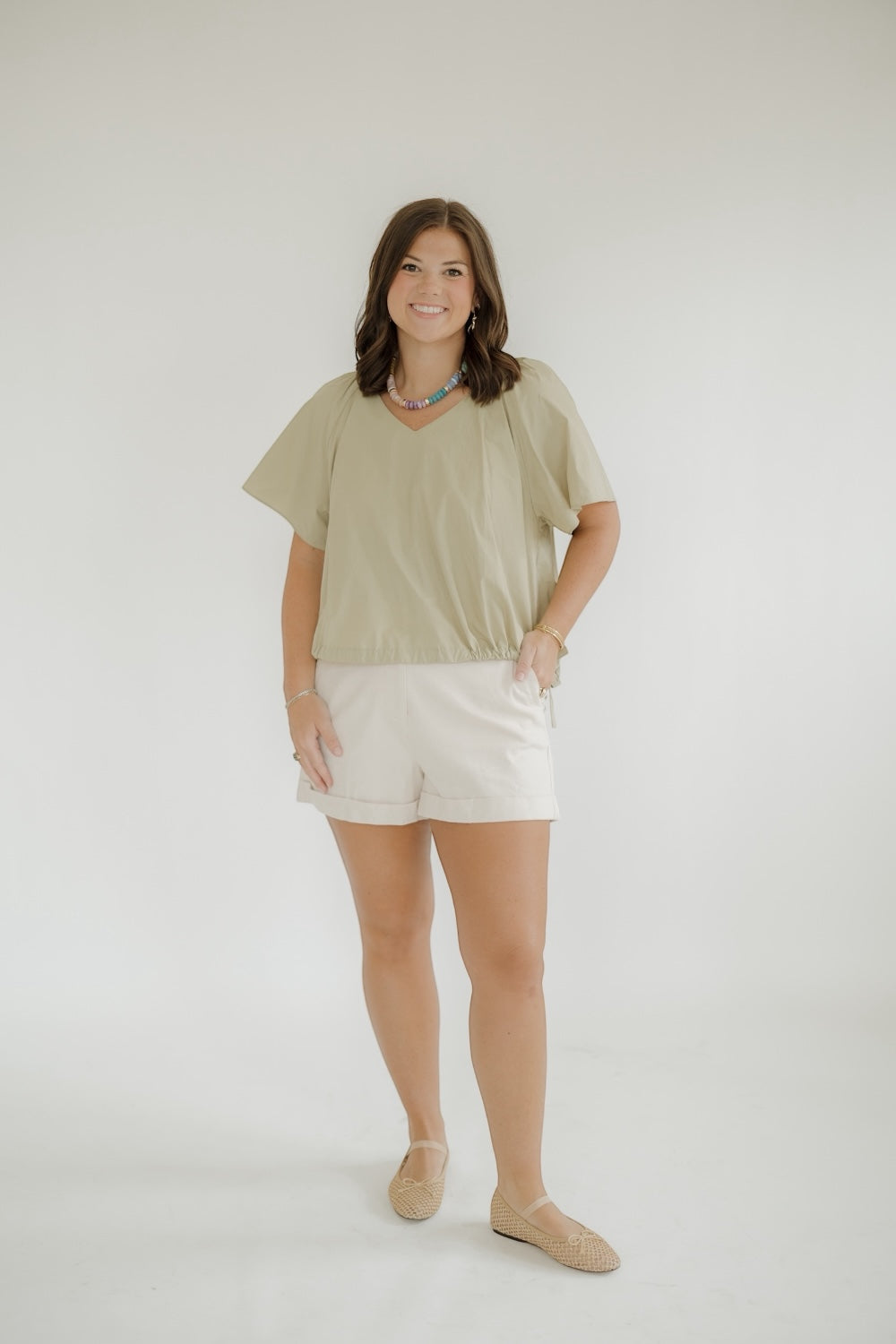 Pistachio Side Ribbon Tie Top