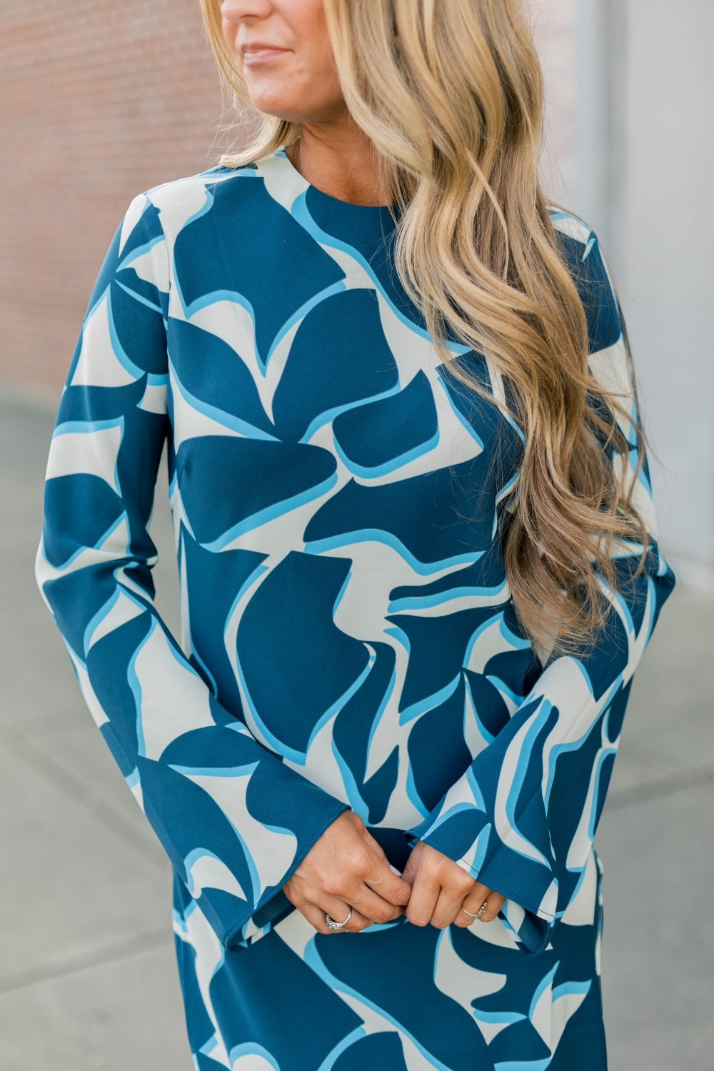 Giovanna Bias Blue Geometric Midi Dress