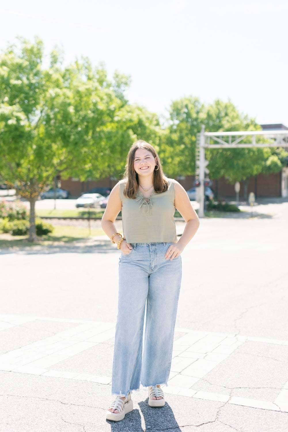 Quinn Olive Tie Front Blouse