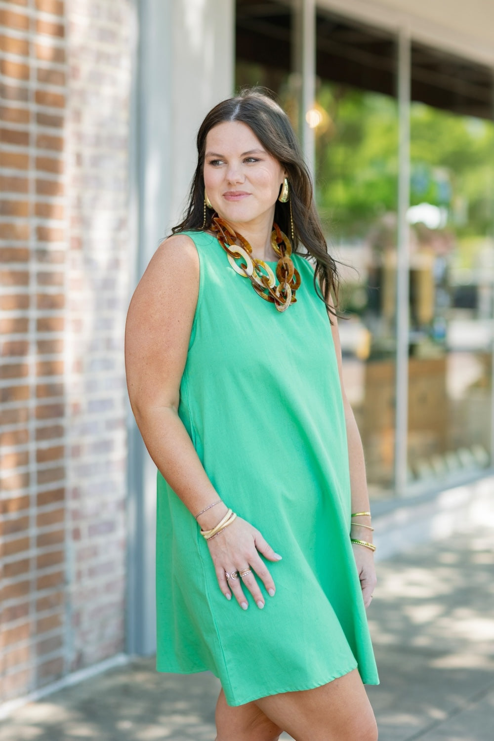Kelly Green Cotton Dress (XS-XL)