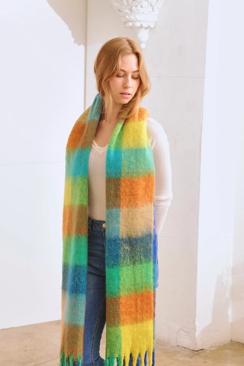 Orange/Blue Oversized Scarf