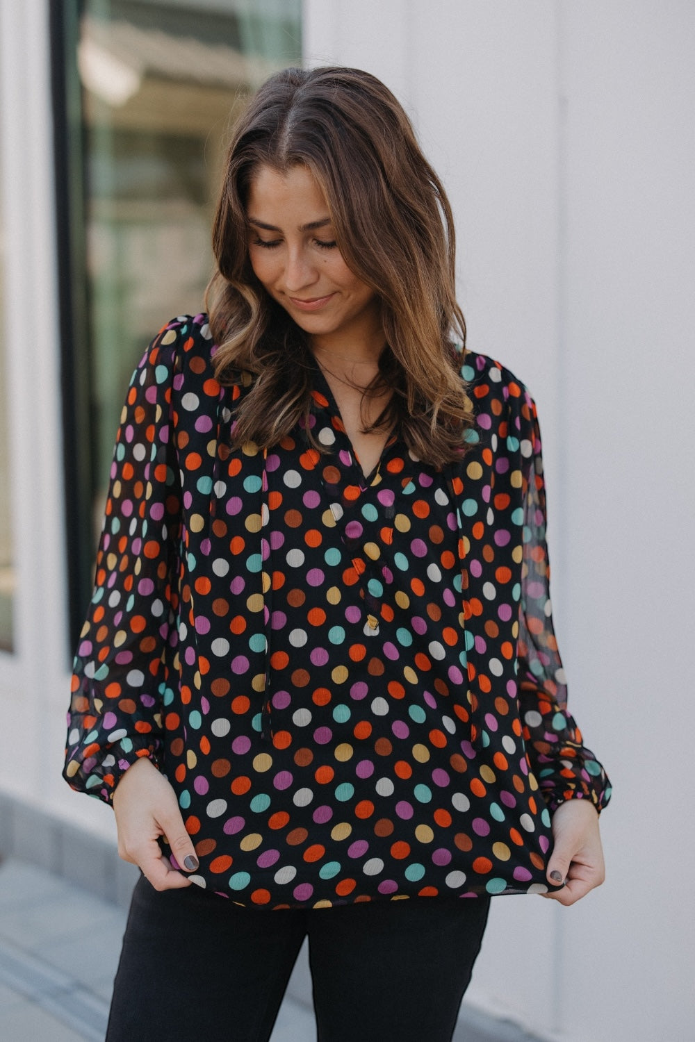 Multicolor Polka Dot Print Top