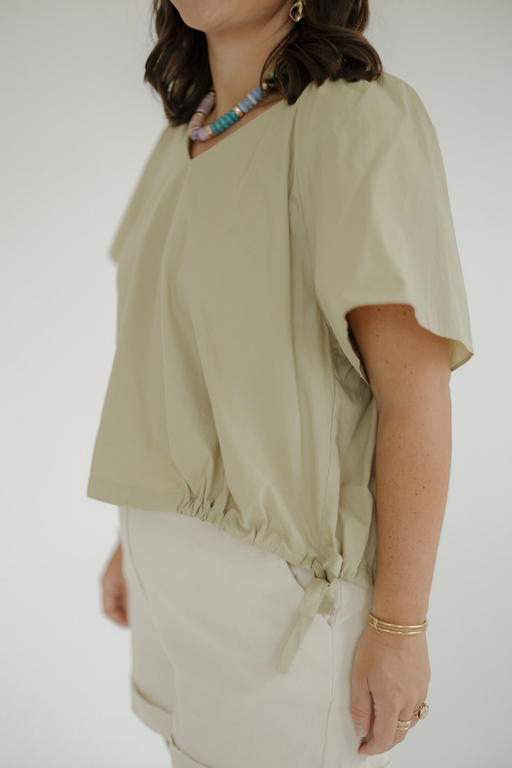 Pistachio Side Ribbon Tie Top