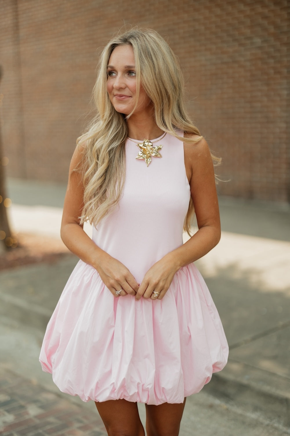 Hayden Pink Bubble Hem Dress