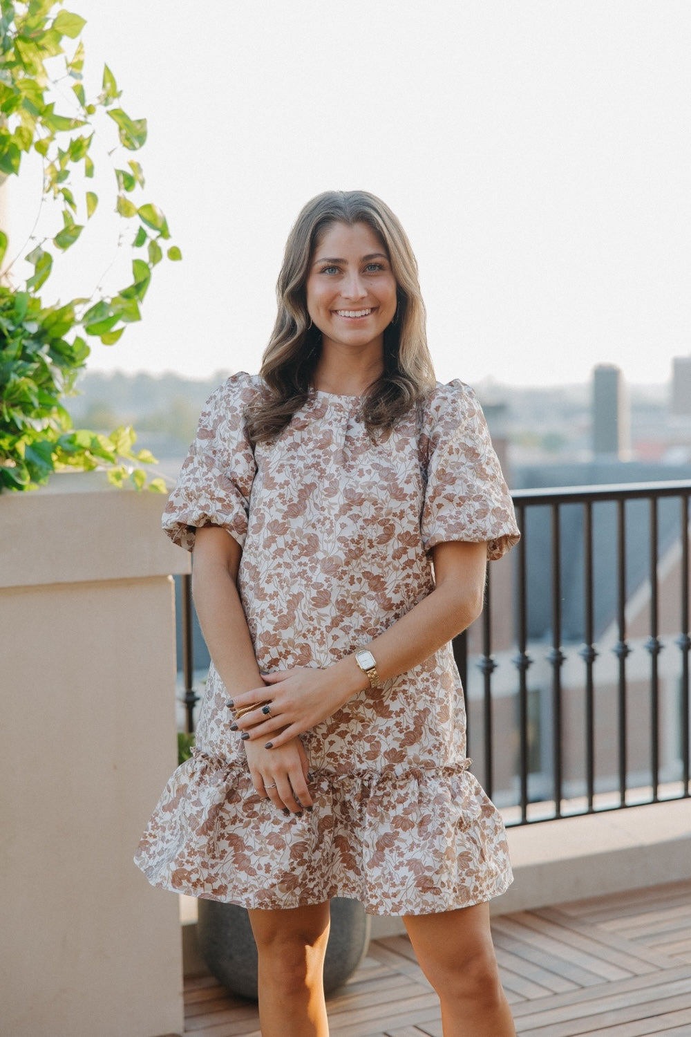 Penny Short Floral Puff Sleeve Tiered Dress