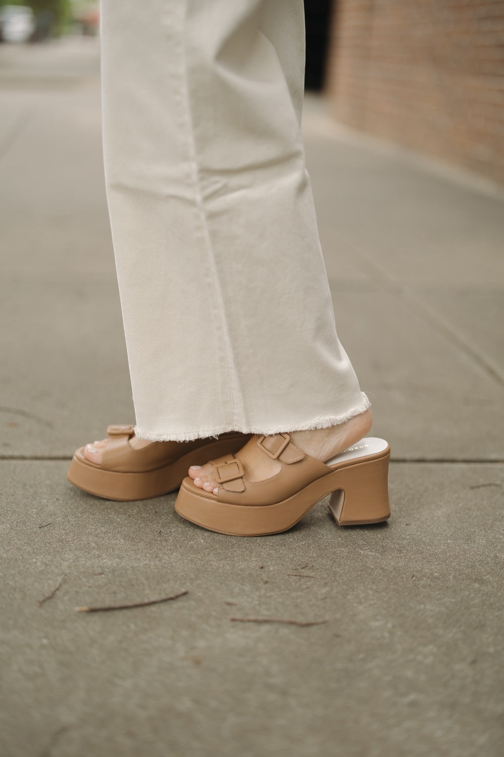 Cream High Rise Cropped Wide Leg