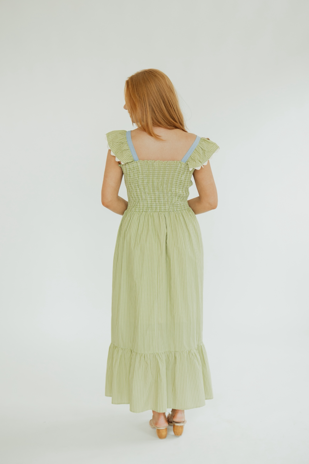 Taylor Green Smocked Tiered Midi Dress (XS-XL)