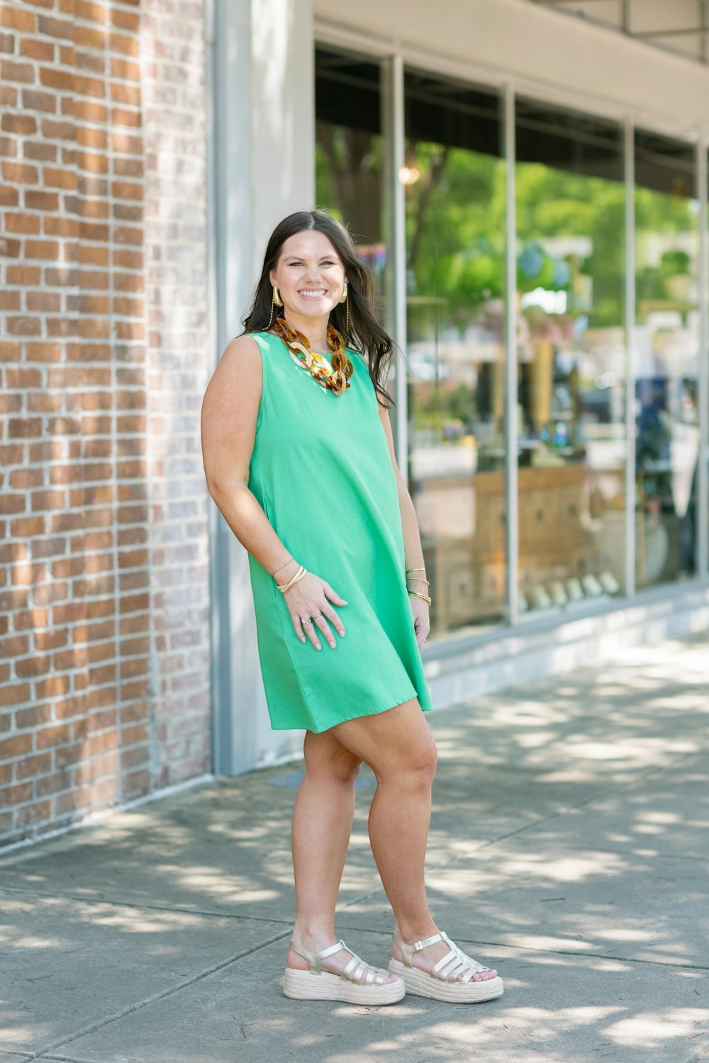 Kelly Green Cotton Dress (XS-XL)
