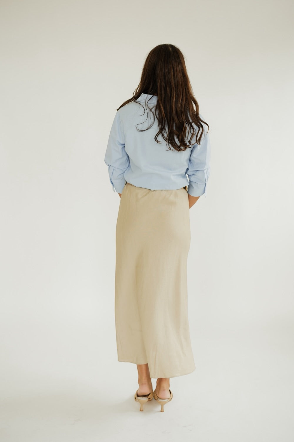 Pale Blue Collared 3/4 Sleeve Blouse