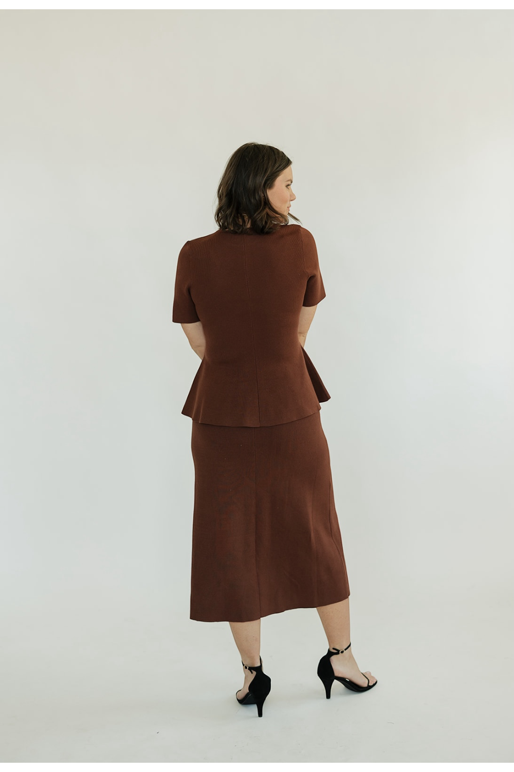 Penny Mocha Short Sleeve Knit Top