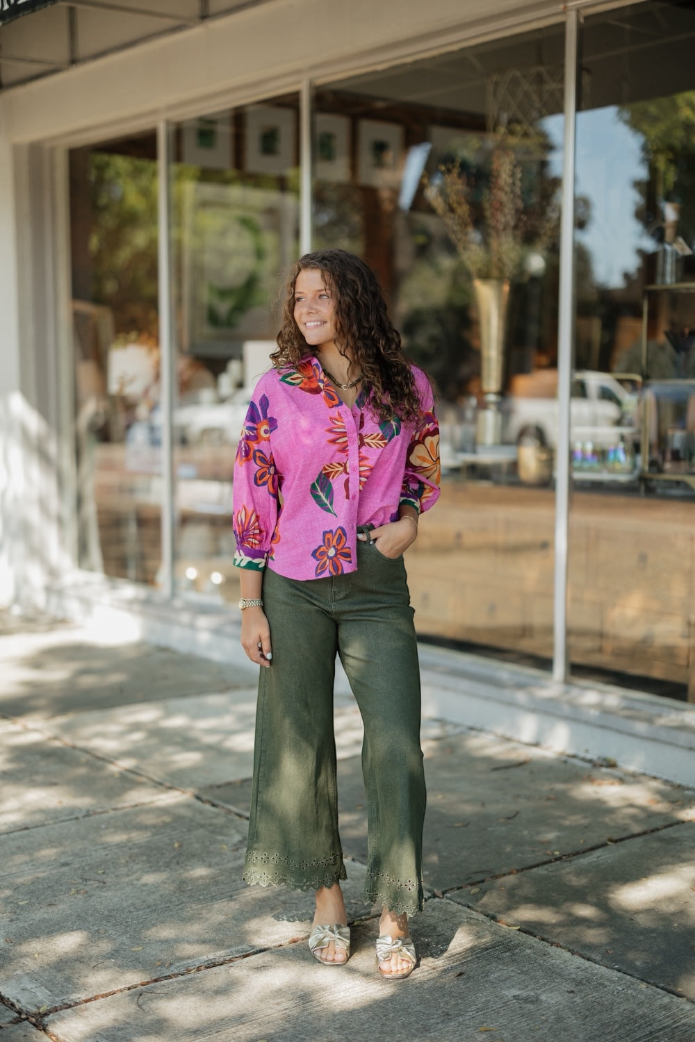 Olive Lace Trim Pants (S-2XL)