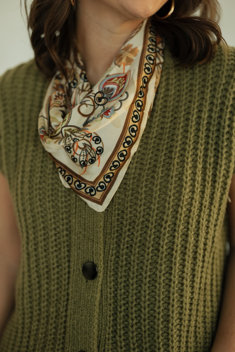 Ivory Bohemian Paisley Border Scarf