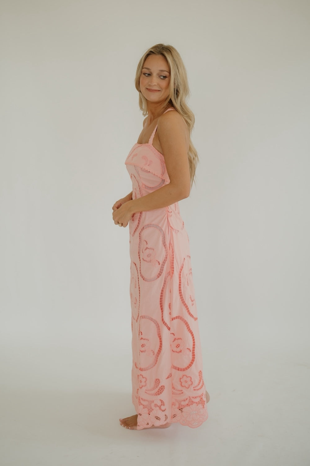 Palermo Coral Embroidered Dress