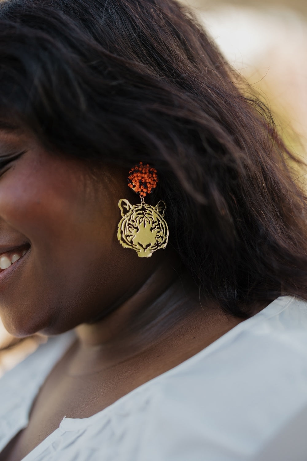 AU Tiger Seed Bead Earrings by Michelle McDowell