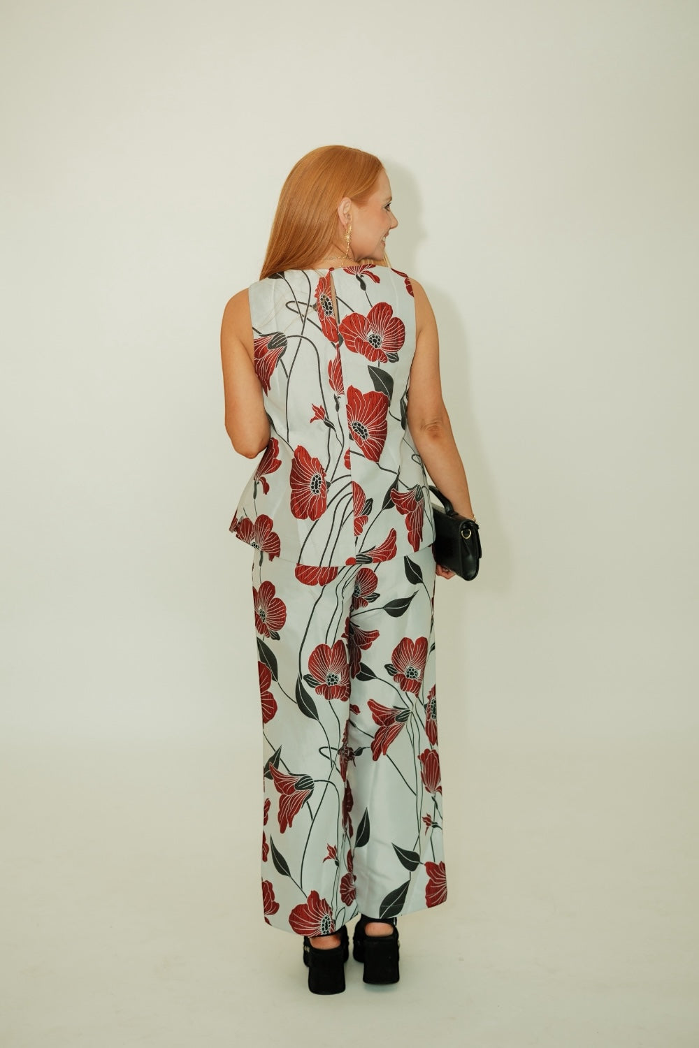 Wanda Silver Floral Wide Leg Pant