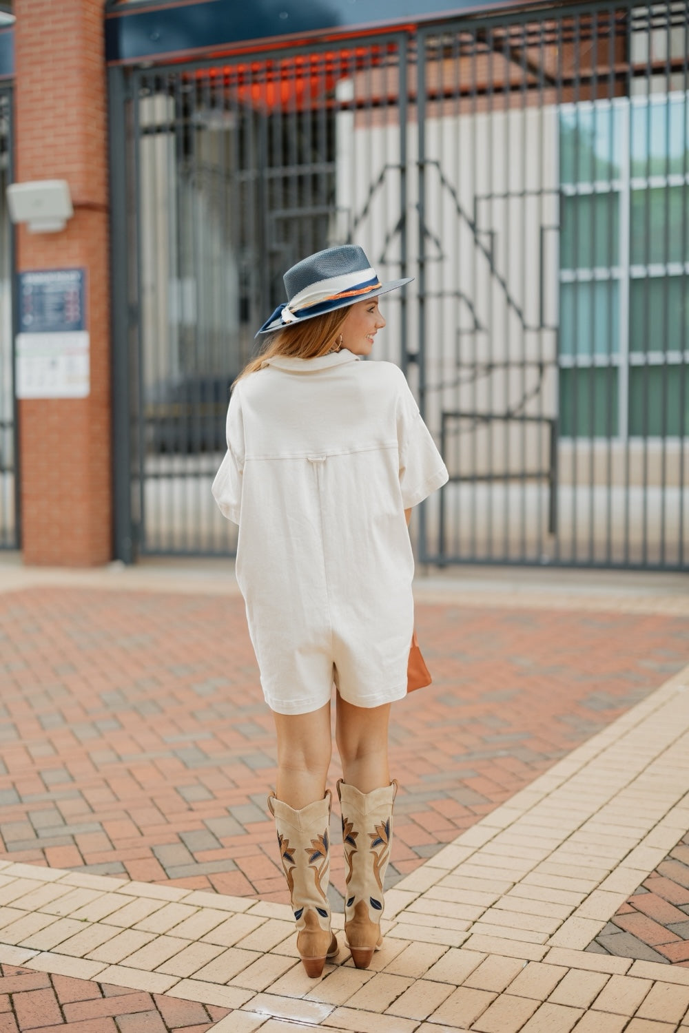 Cream Wash Oversize Denim Romper