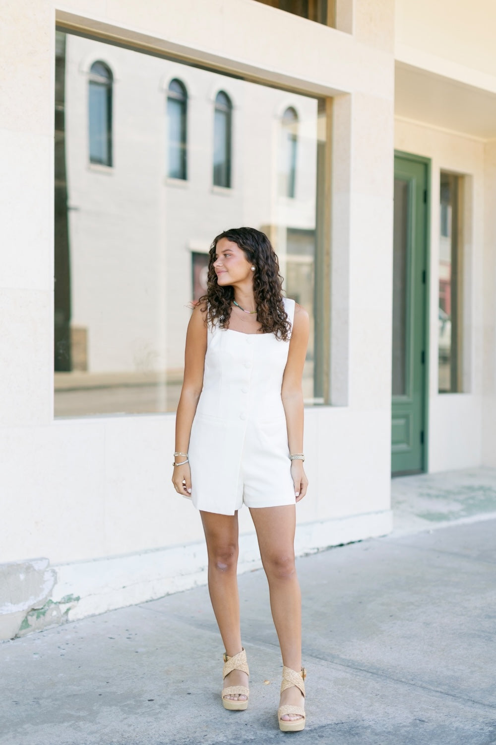 Susie Square Neck Bow Back Romper