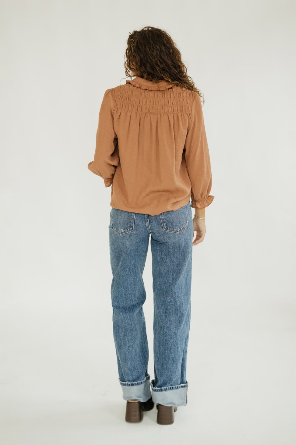 Laurel Rust Ruffle Collar Top