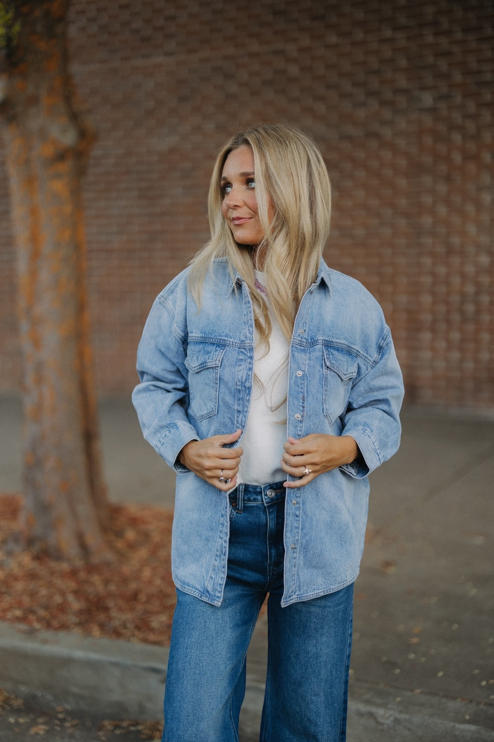 Oversized denim shirt jacket deals