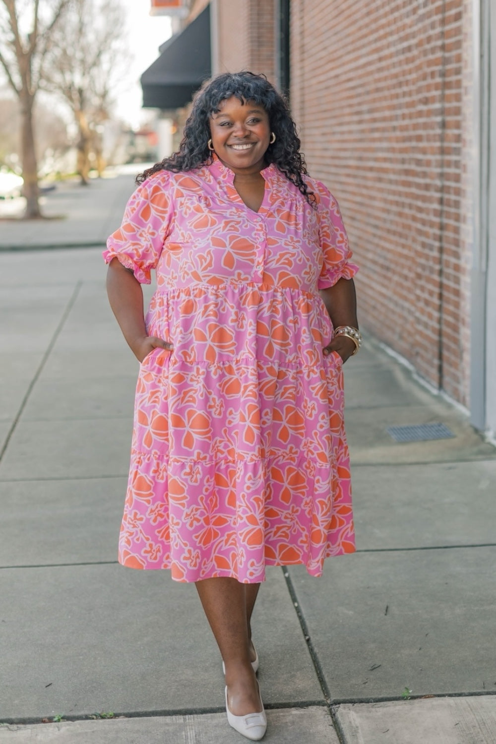 Evie Blossom Breeze Coral Midi Dress (XS-2XL)