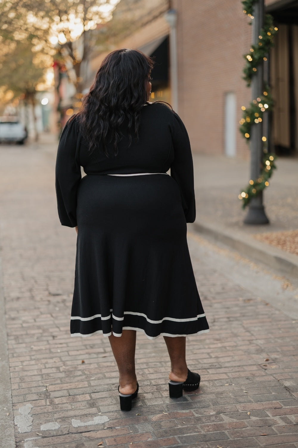 Mayci Black Knit Midi Dress