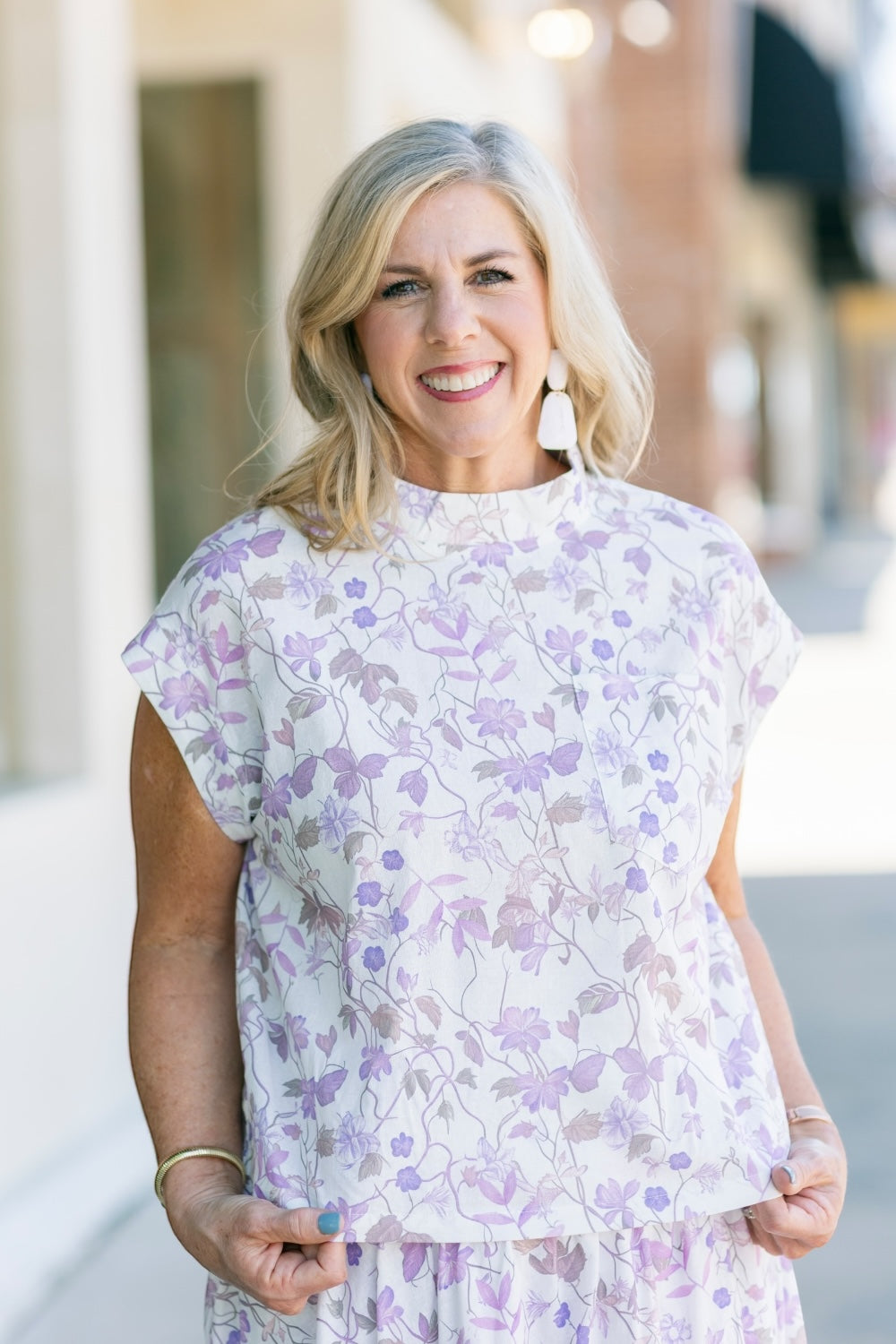 Missy Lavender Floral Mock Neck Top