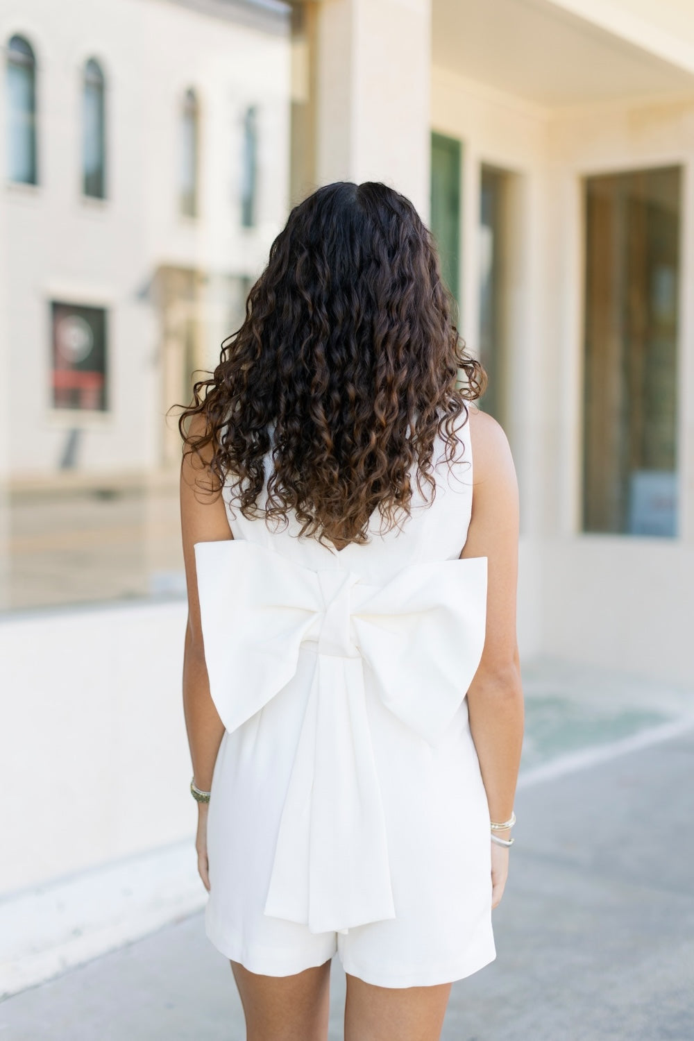 Susie Square Neck Bow Back Romper