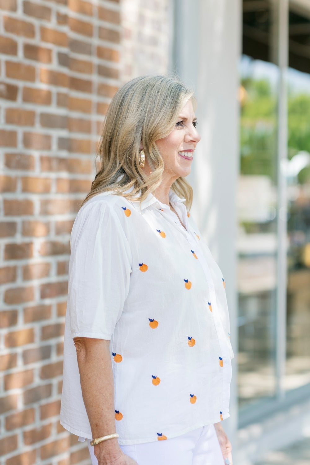 Orange Print Short Sleeve Top (XS-XL)