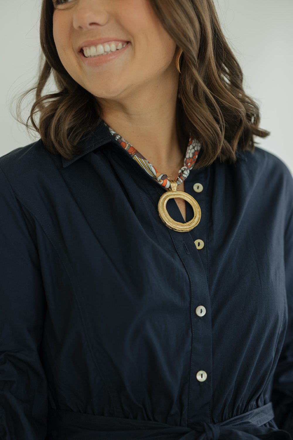 Brown & Orange Twilly Medallion Necklace
