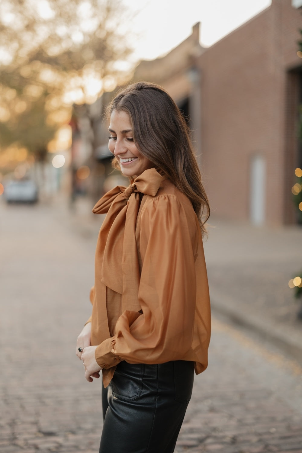 Carissa Camel Organza Bow Top (S-3XL)