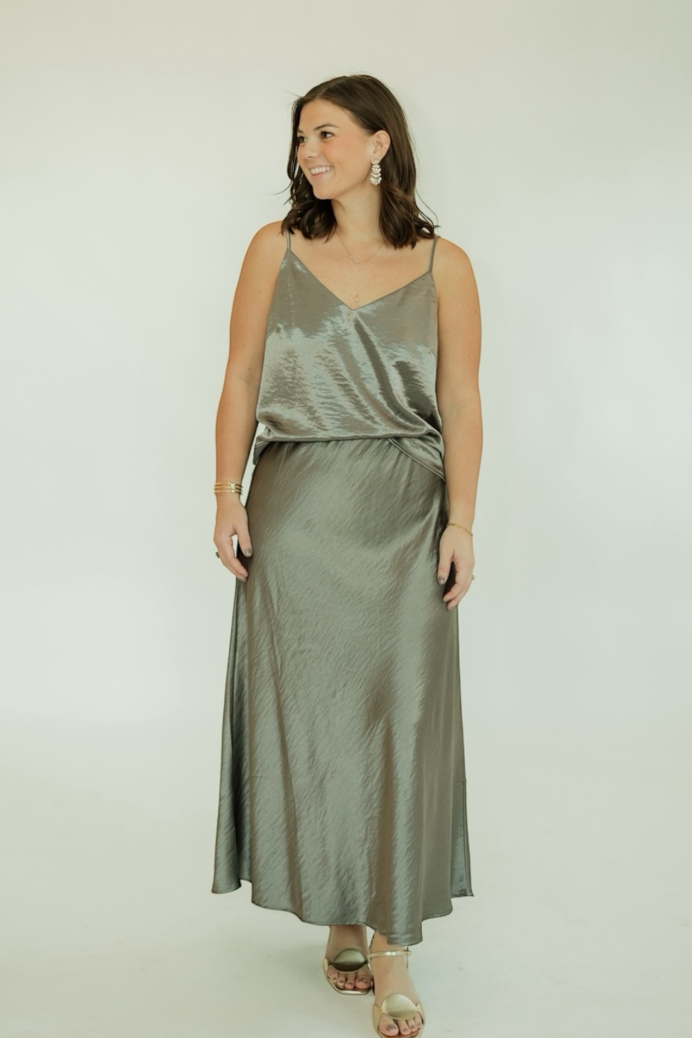 pewter satin dress Satin Cowl Back Maxi Dress Pewter  Byron & Barclay