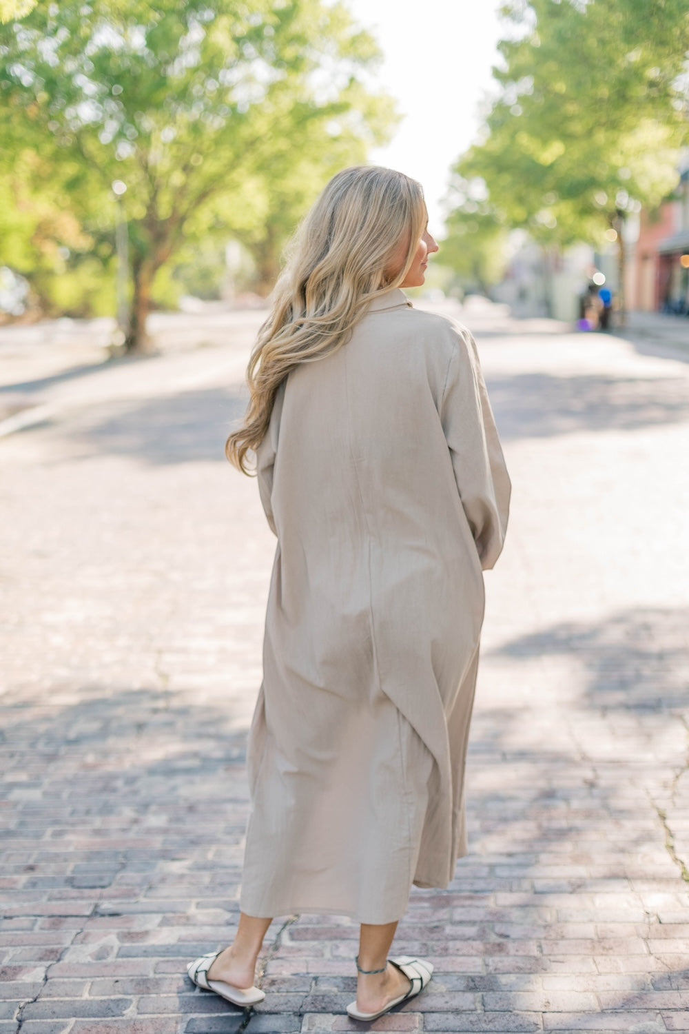 Kelly Khaki Linen Midi Dress (S-3XL)