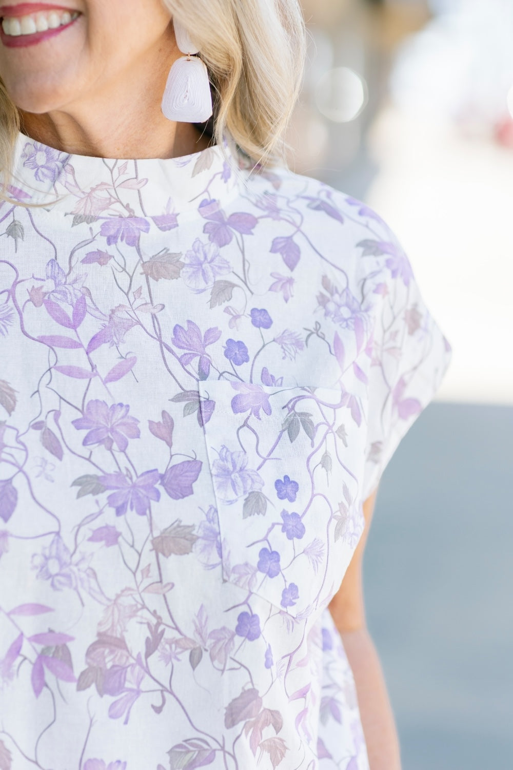 Missy Lavender Floral Mock Neck Top