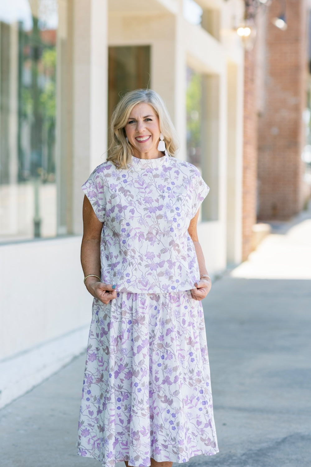 Missy Lavender Floral Mock Neck Top