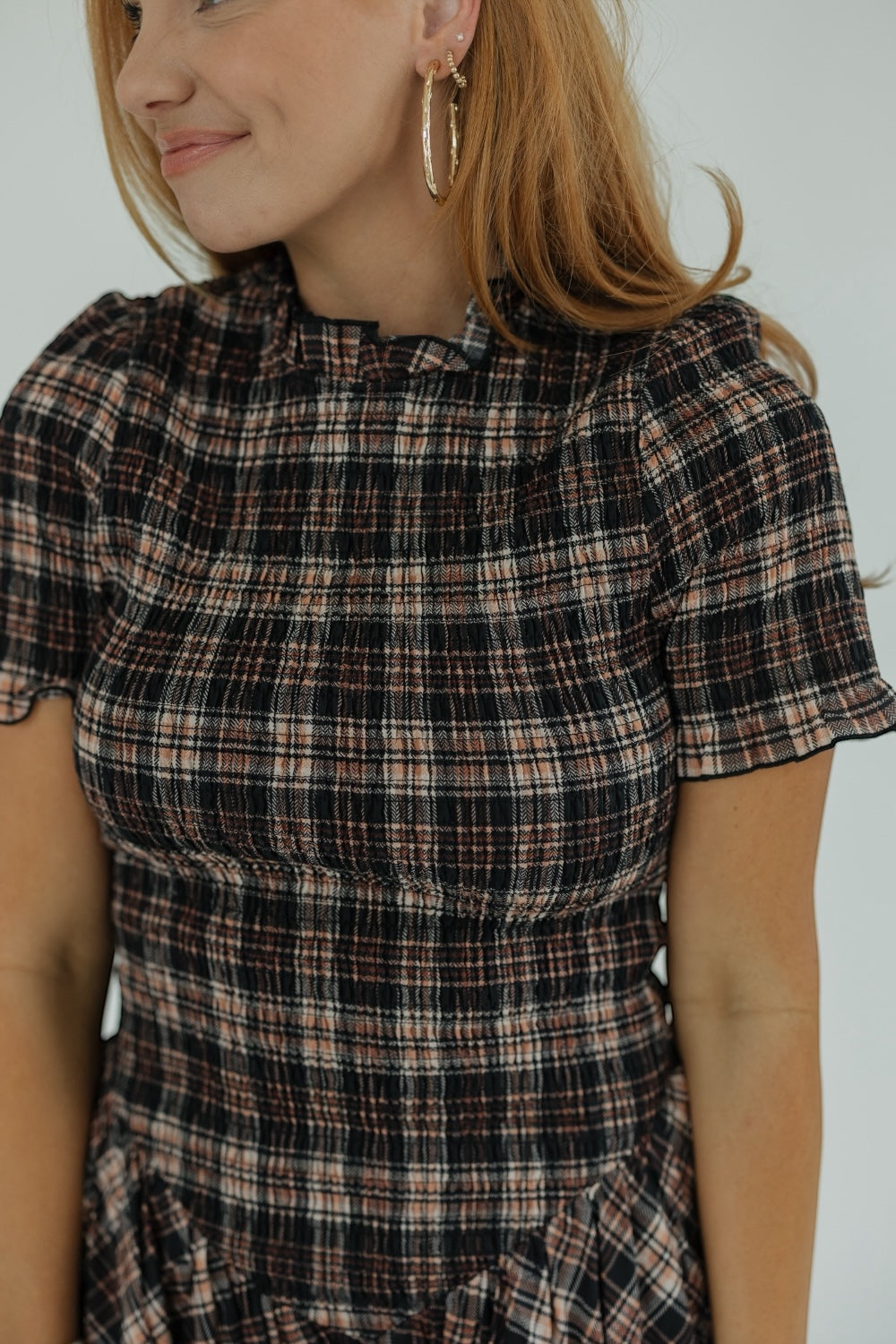 Sienna Plaid Smocked Mini Dress