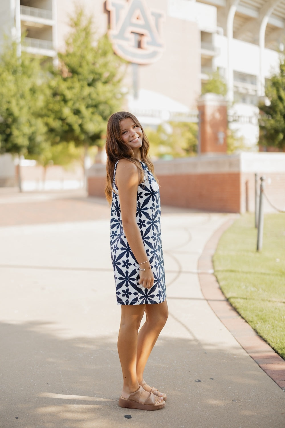 Hallie Navy Emroidered Halter Dress