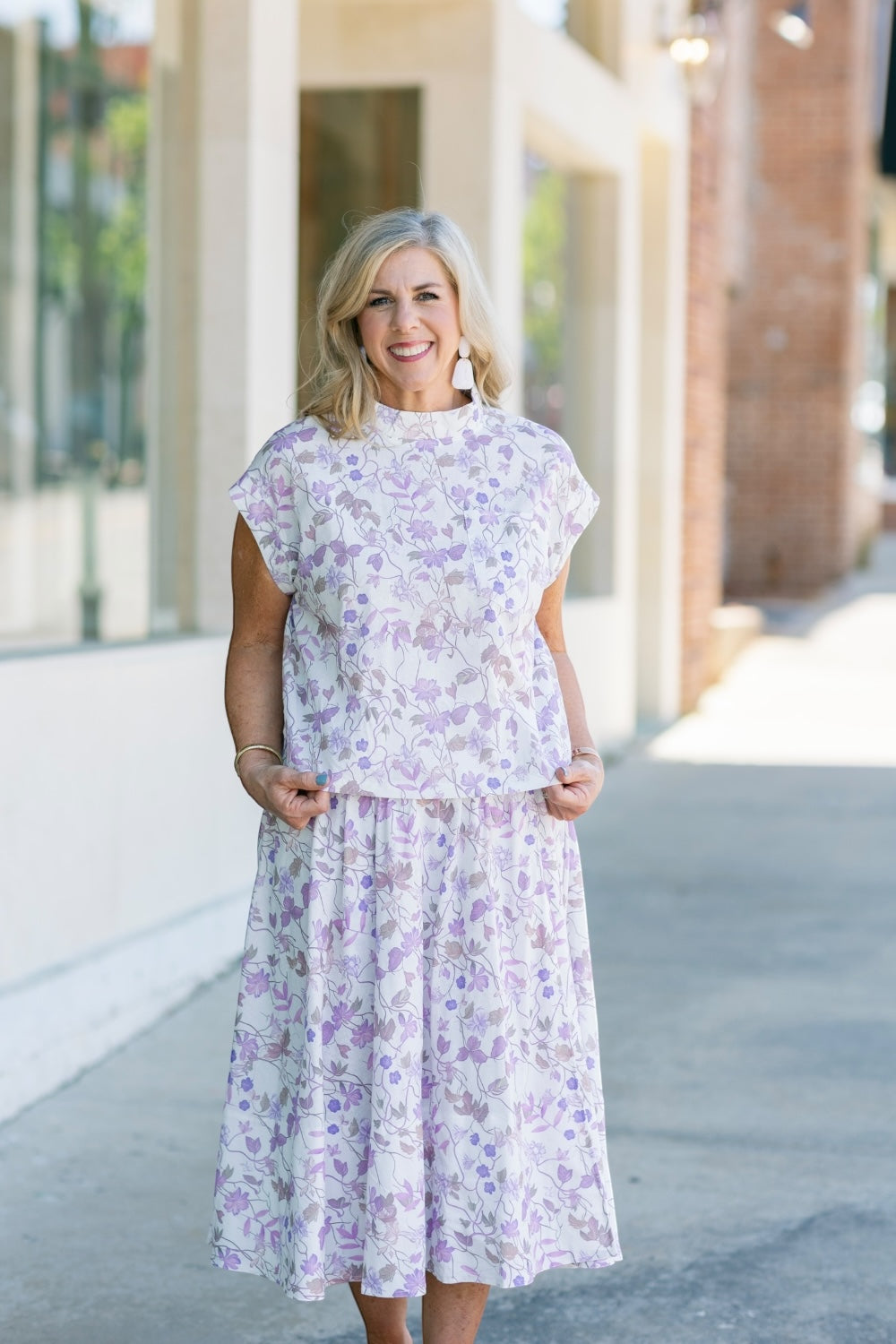 Missy Lavender Floral Mock Neck Top