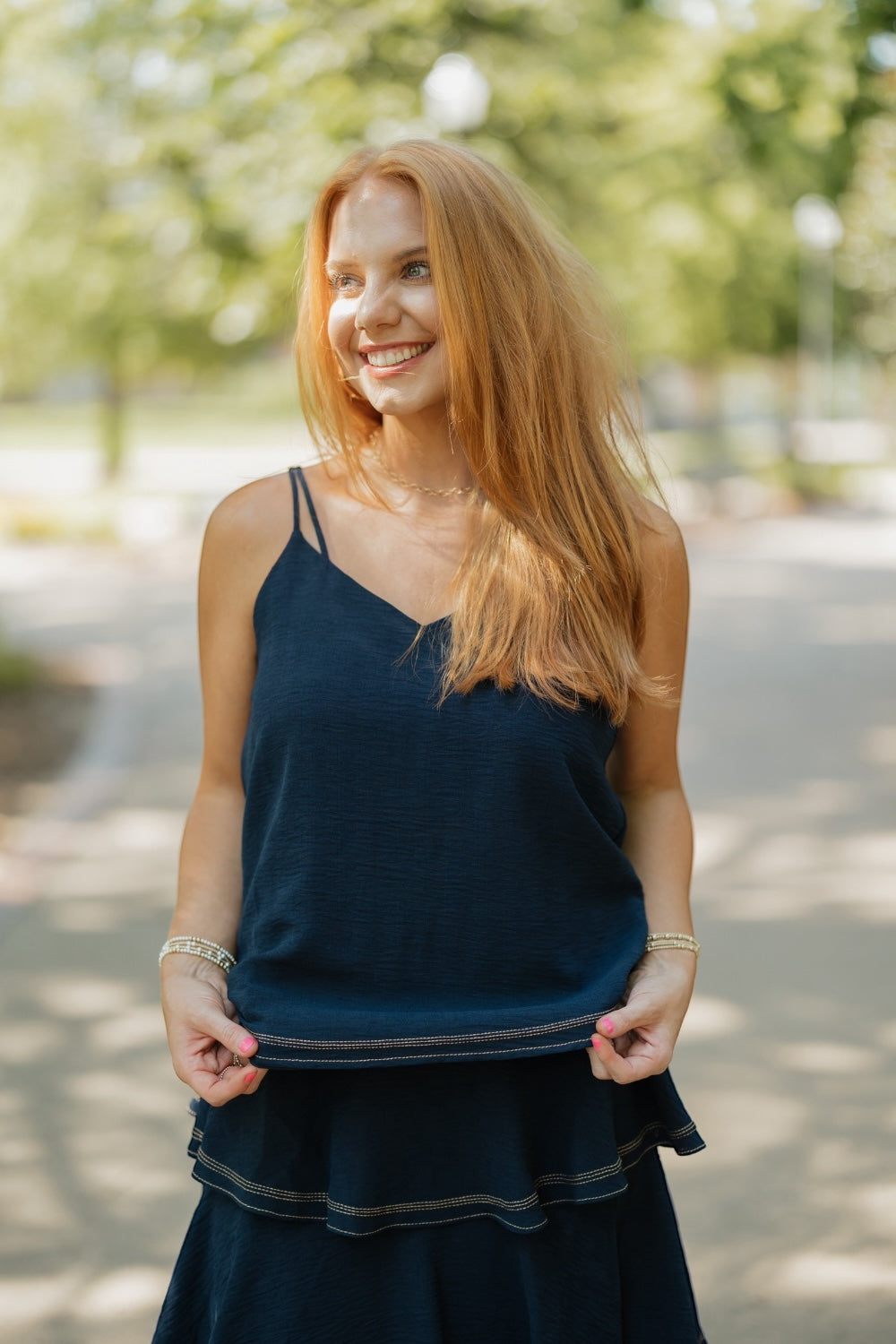 Stella Navy Contrast Stitch Tank (XS-3XL)
