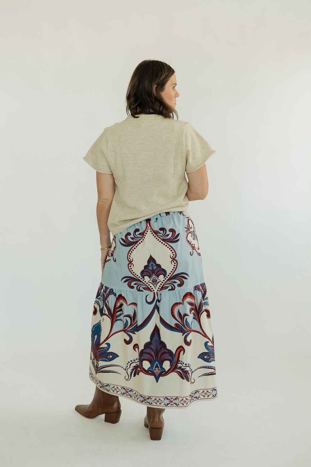 Ada Arabesque Poplin Midi Skirt (XS-XL)