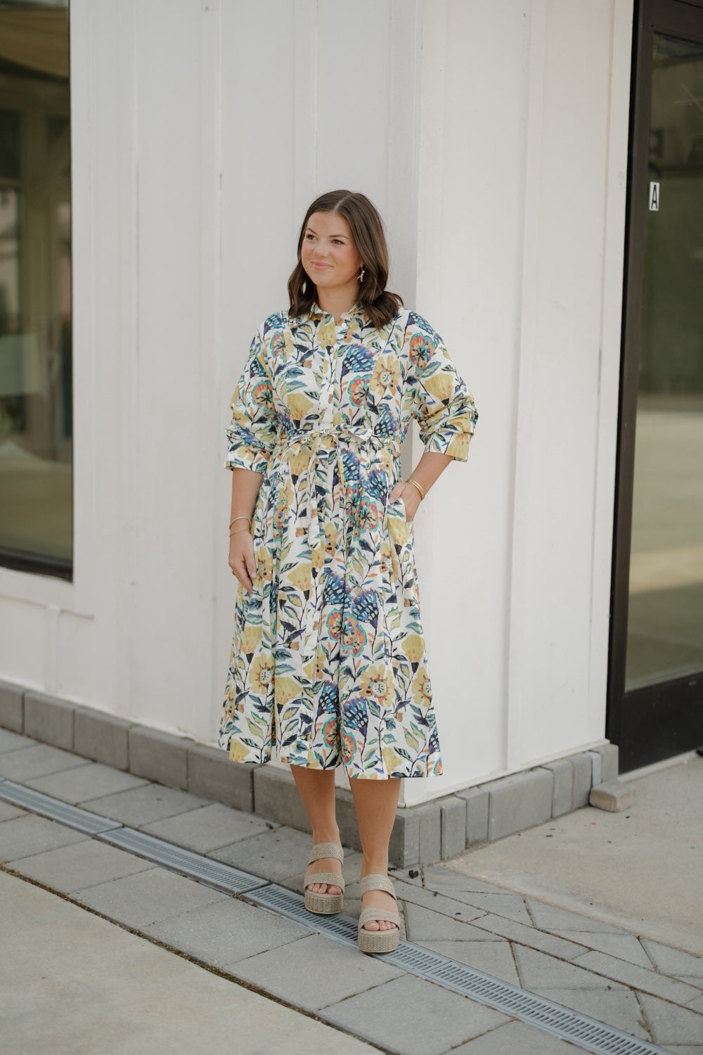 Maya Floral Button Down Midi Dress