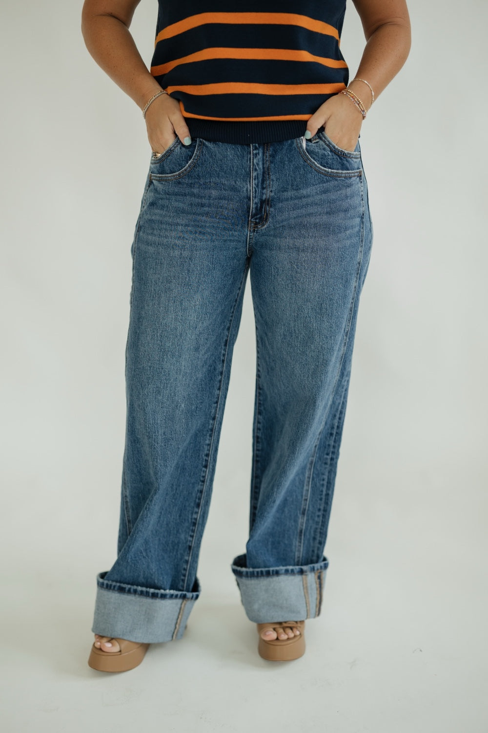 High Rise Cuffed Baggy Jean
