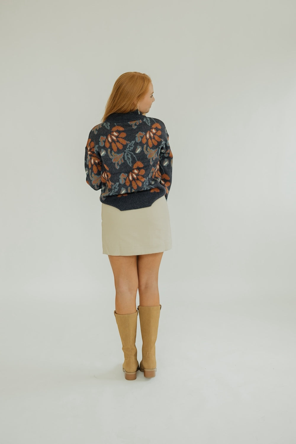 Dawn Denim Blue Half Zip Sweater