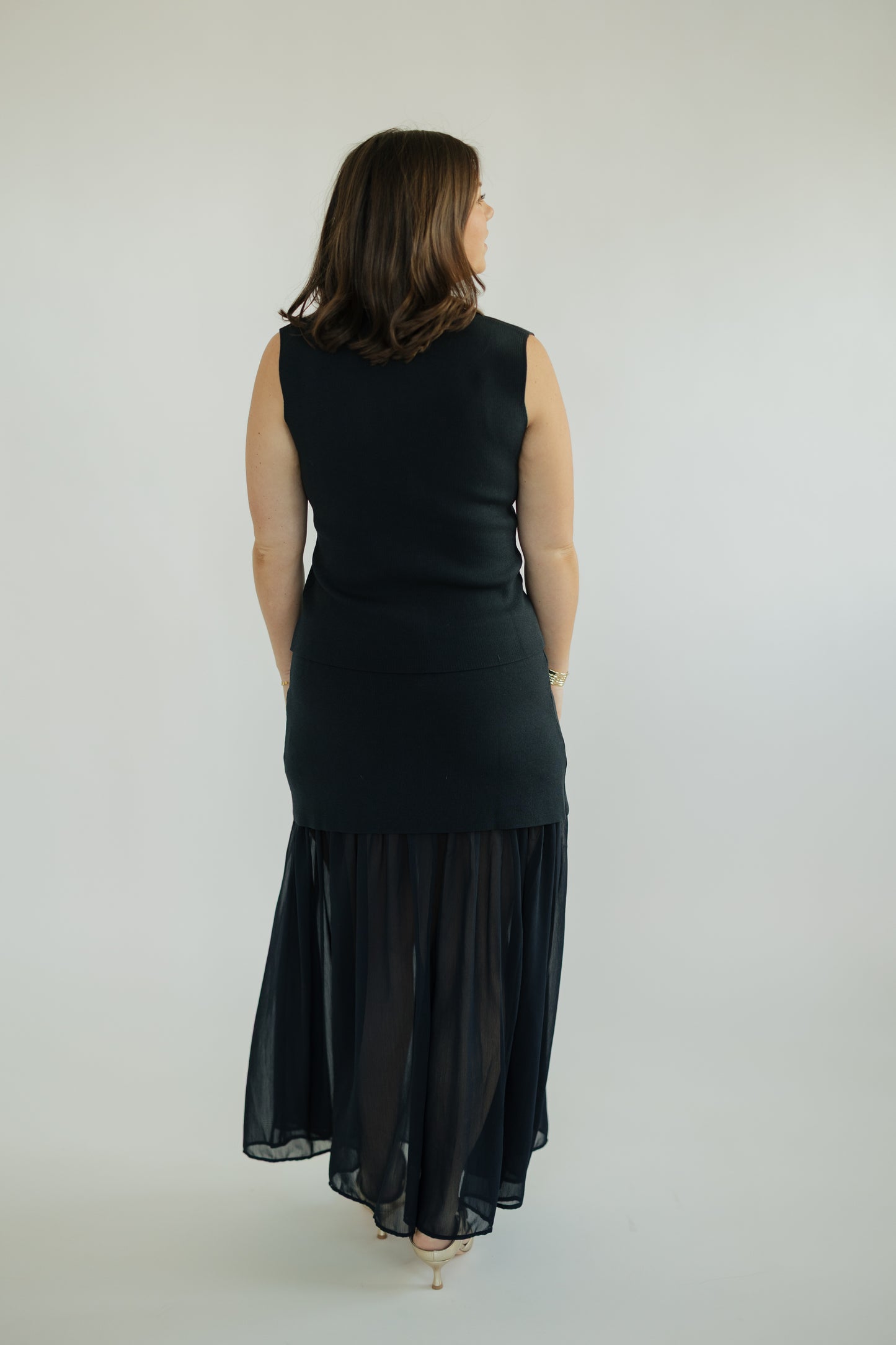 Veronica Navy Knit Sleeveless Vest Top