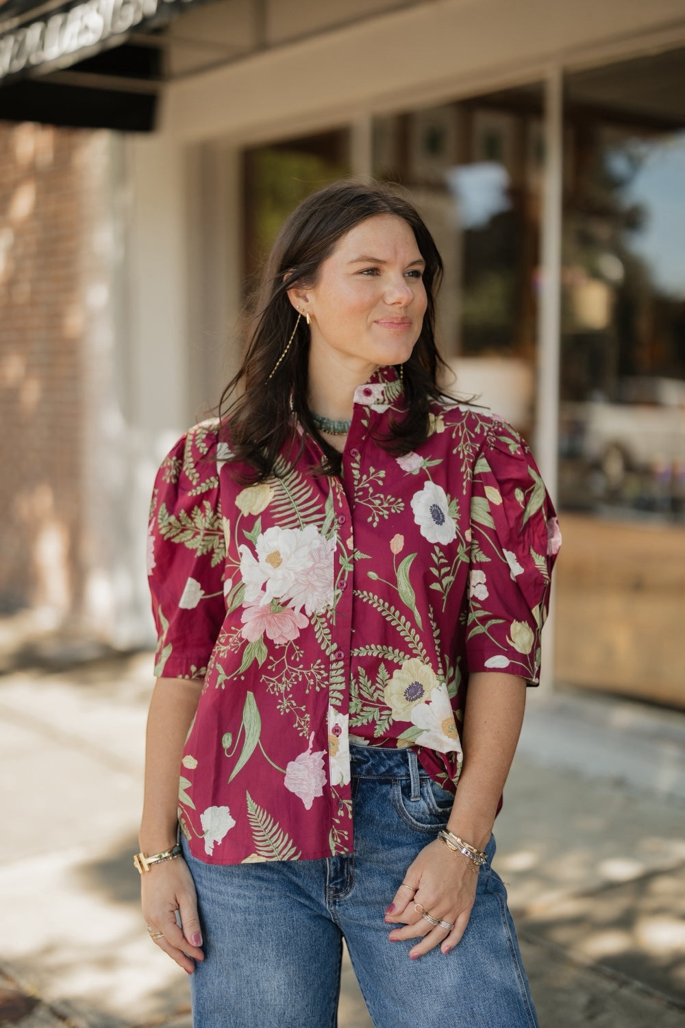 Merlot Floral Button Down (S-2XL)