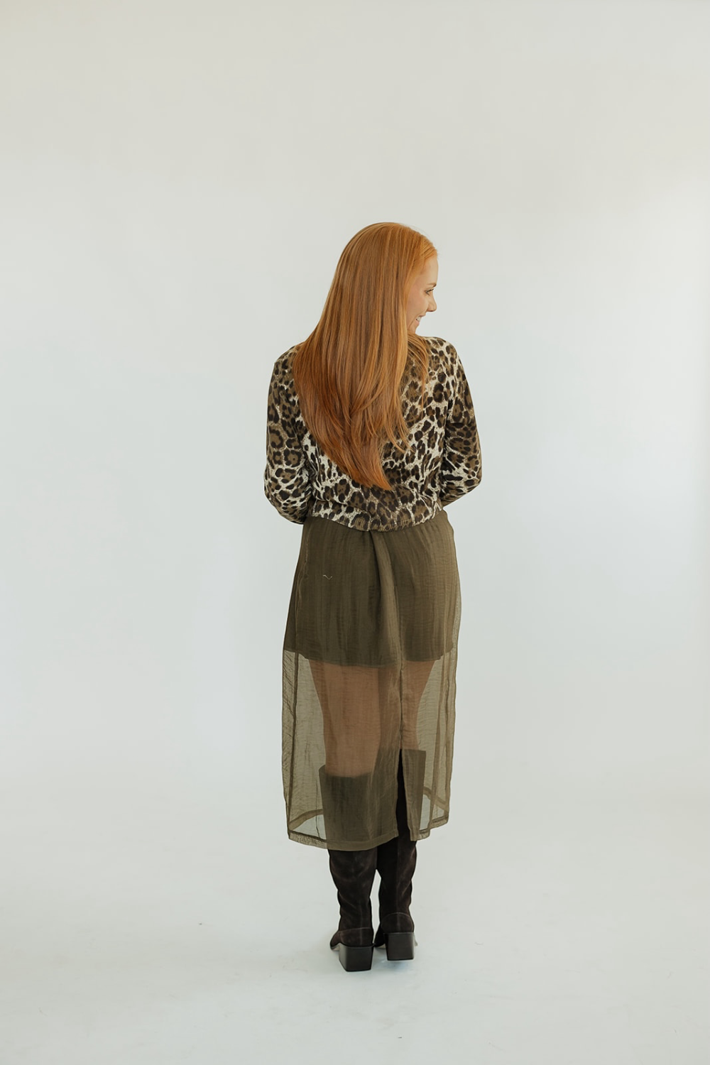 Meera Olive Sheer Skirt