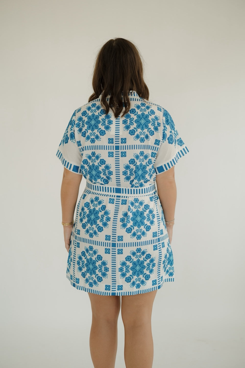 Annie Floral Block Pattern Button Up Dress