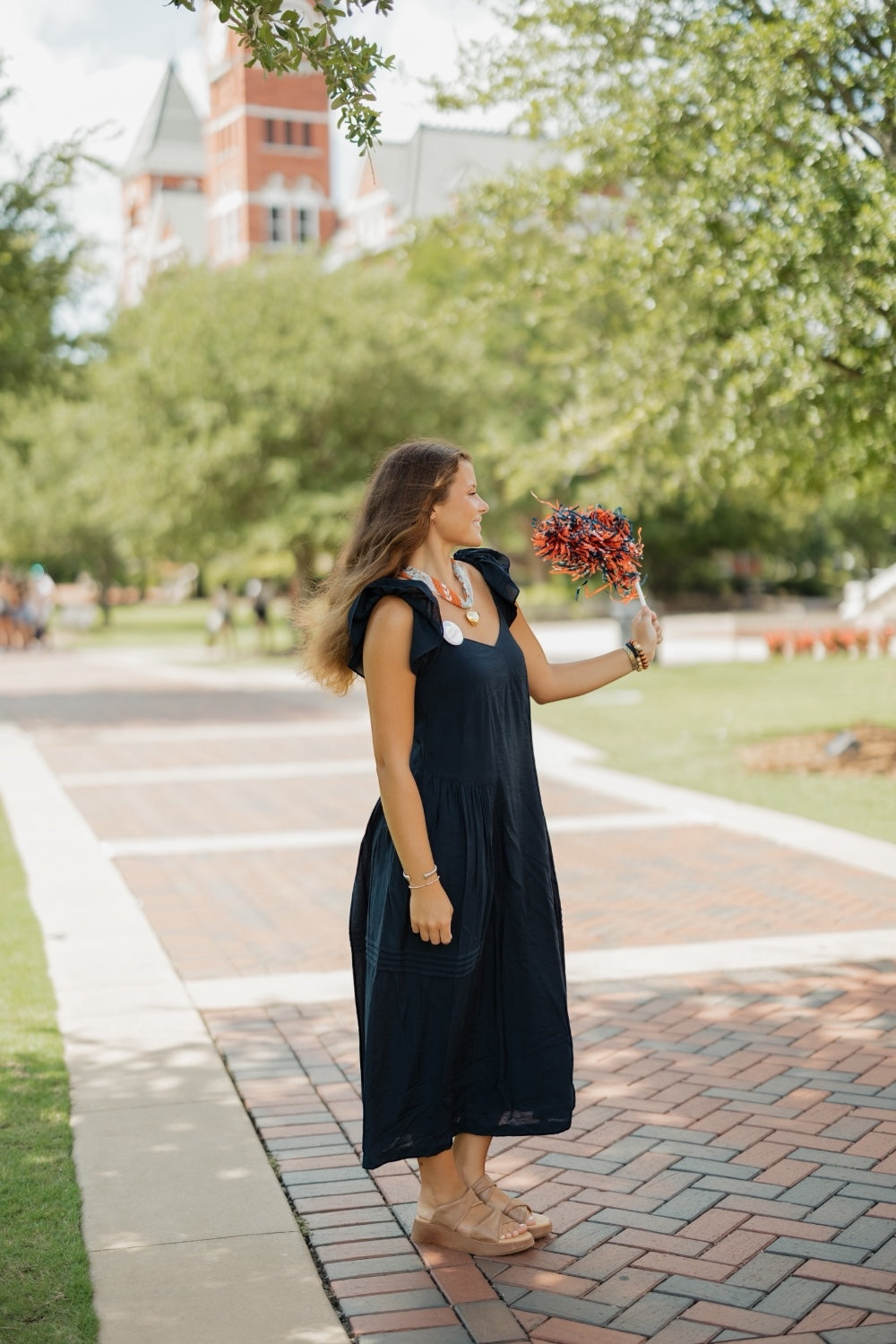 Maren Navy Flutter Sleeve Maxi Dress