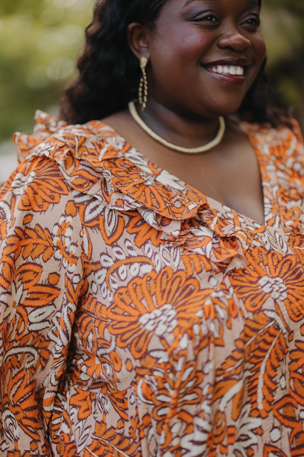 Sadie Salmon Printed Dress (S-3XL)